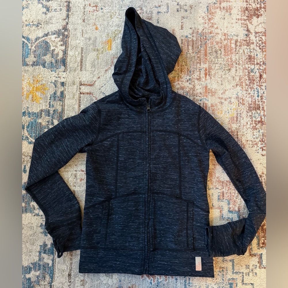 Zella Girls Heather Black Full Zip Jacket Hoodie size Large 10/12